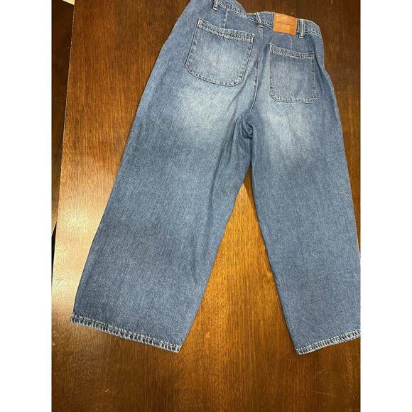 Lucky Brand High Rise Wide Leg Cropped Blue Denim Jeans Women 12/31 Grunge Y2K - Picture 4 of 11